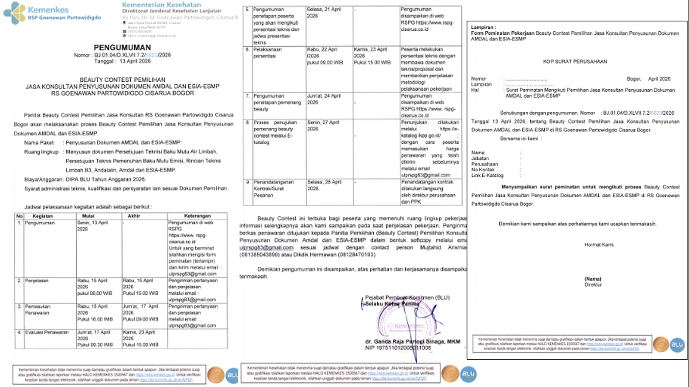 BEAUTY CONTEST PEMILIHAN JASA KONSULTAN PENYUSUNAN DOKUMEN AMDAL DAN ESIA-ESMP