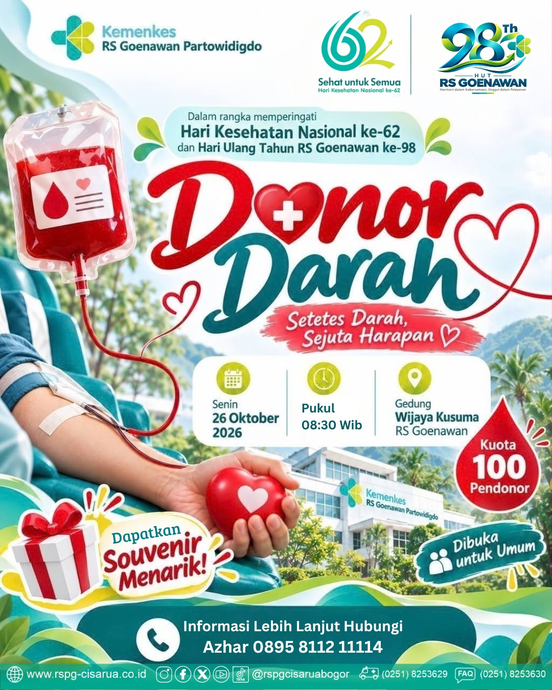 Donor Darah Dalam Rangka HKN Ke-62 dan HUT ke-98 RS Goenawan